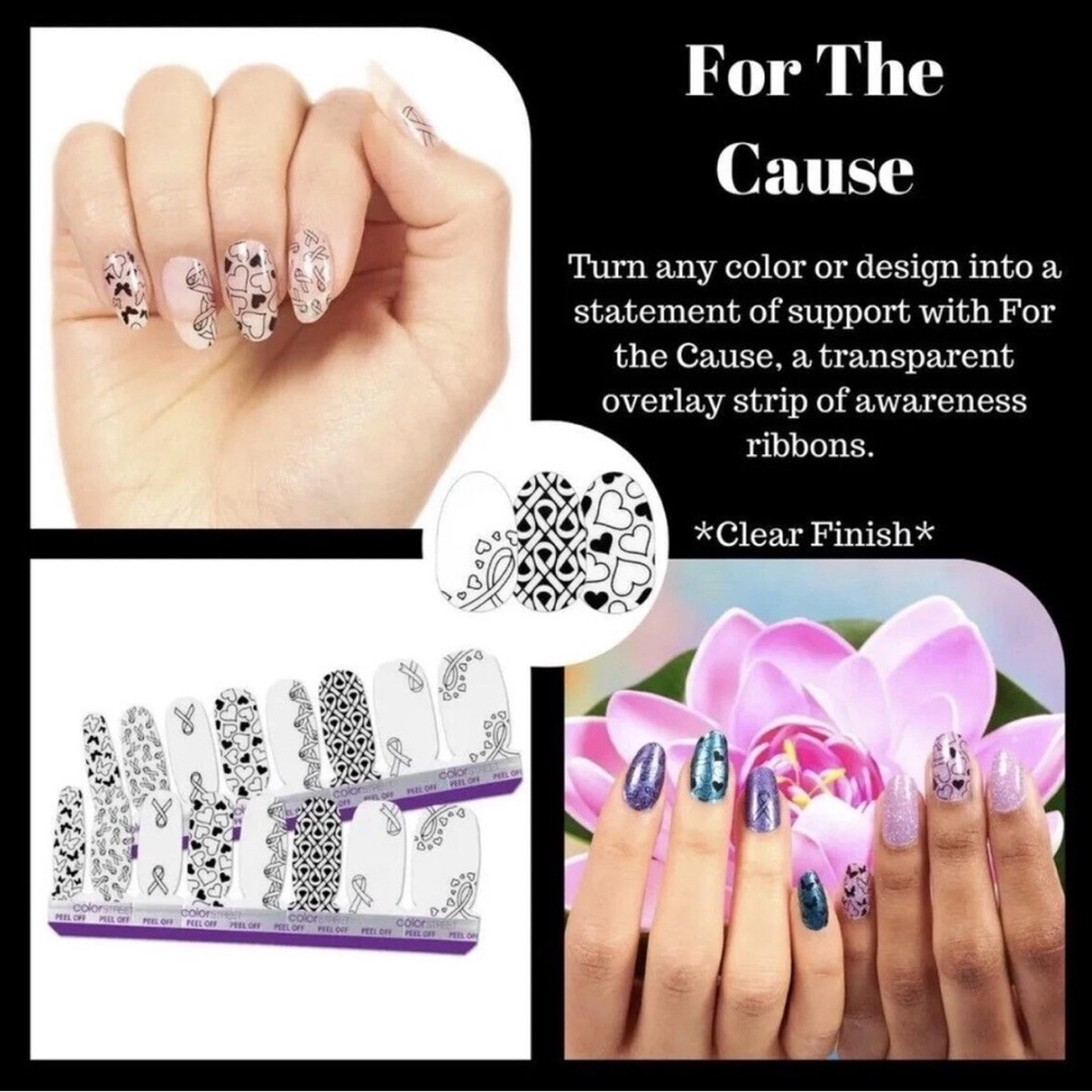 Color Street Black & White Awareness Ribbon Nail Overlays